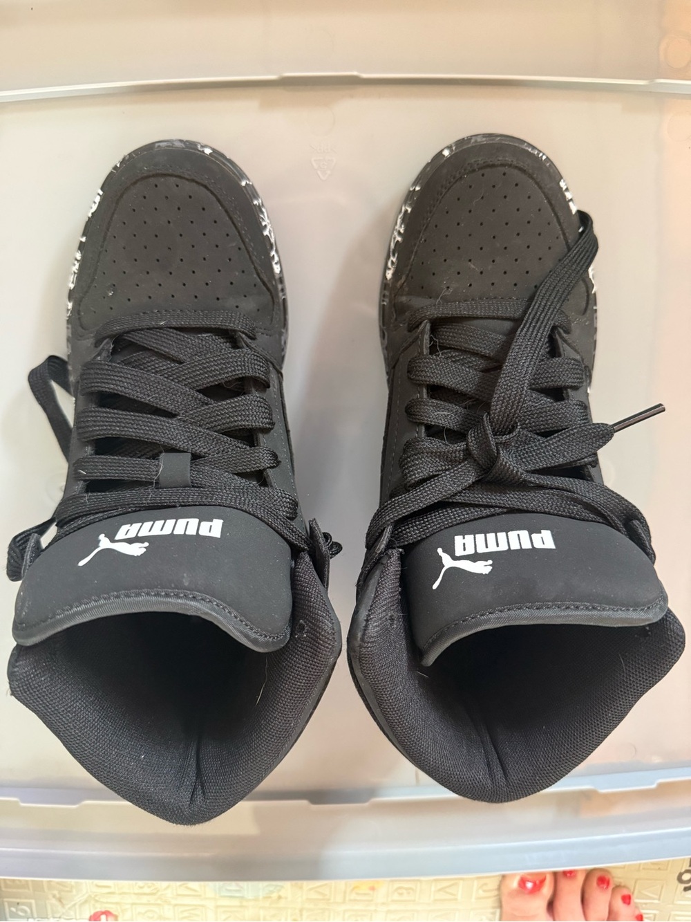 Puma Black Lace-Up High-Top Sneakers with White Logo